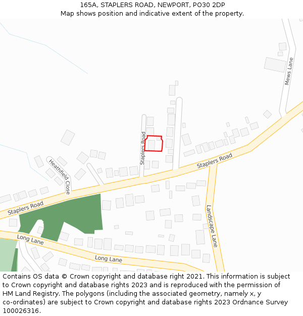 165A, STAPLERS ROAD, NEWPORT, PO30 2DP: Location map and indicative extent of plot
