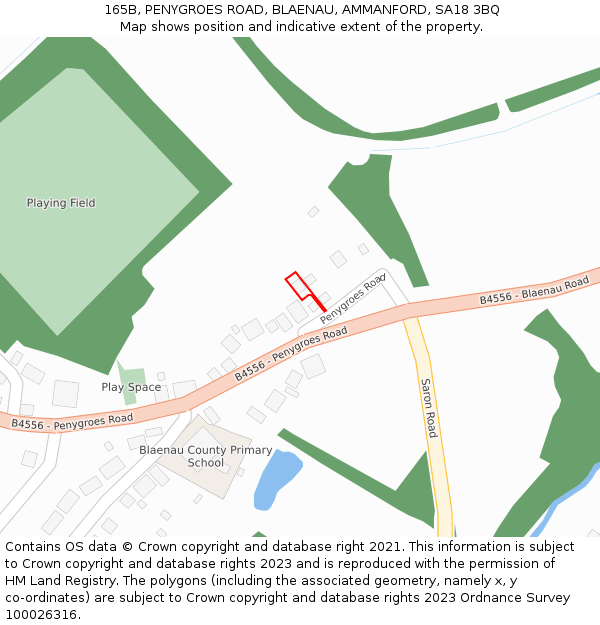 165B, PENYGROES ROAD, BLAENAU, AMMANFORD, SA18 3BQ: Location map and indicative extent of plot