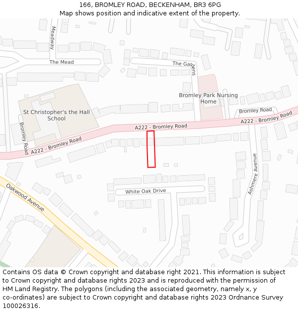 166, BROMLEY ROAD, BECKENHAM, BR3 6PG: Location map and indicative extent of plot