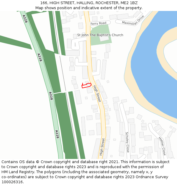 166, HIGH STREET, HALLING, ROCHESTER, ME2 1BZ: Location map and indicative extent of plot