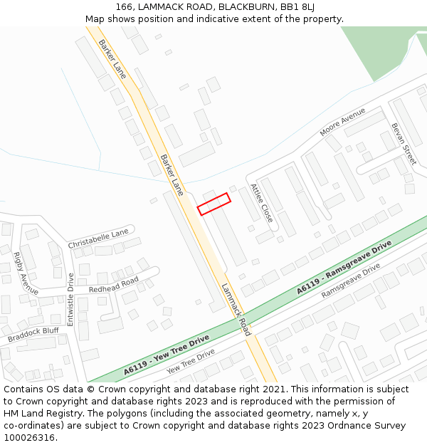 166, LAMMACK ROAD, BLACKBURN, BB1 8LJ: Location map and indicative extent of plot