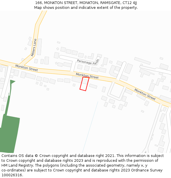 166, MONKTON STREET, MONKTON, RAMSGATE, CT12 4JJ: Location map and indicative extent of plot