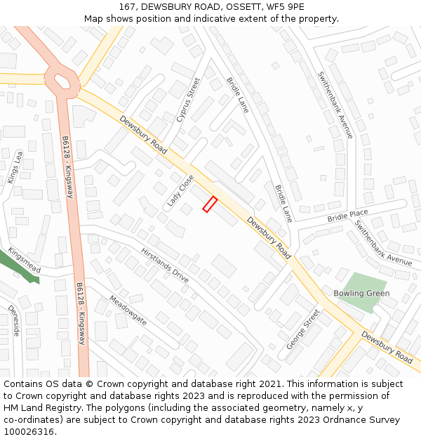 167, DEWSBURY ROAD, OSSETT, WF5 9PE: Location map and indicative extent of plot