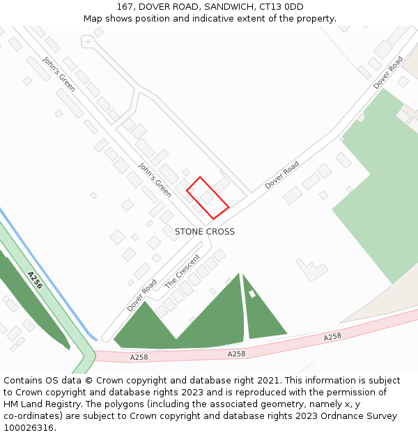 167, DOVER ROAD, SANDWICH, CT13 0DD: Location map and indicative extent of plot