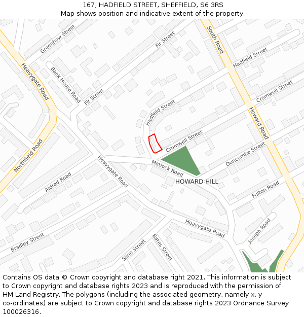 167, HADFIELD STREET, SHEFFIELD, S6 3RS: Location map and indicative extent of plot