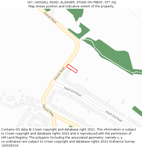 167, HASSALL ROAD, ALSAGER, STOKE-ON-TRENT, ST7 2SJ: Location map and indicative extent of plot