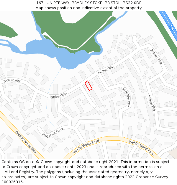 167, JUNIPER WAY, BRADLEY STOKE, BRISTOL, BS32 0DP: Location map and indicative extent of plot