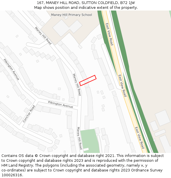 167, MANEY HILL ROAD, SUTTON COLDFIELD, B72 1JW: Location map and indicative extent of plot