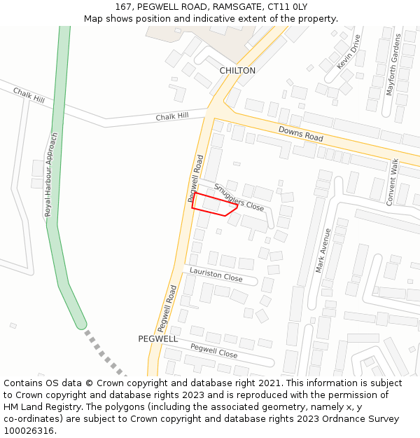 167, PEGWELL ROAD, RAMSGATE, CT11 0LY: Location map and indicative extent of plot