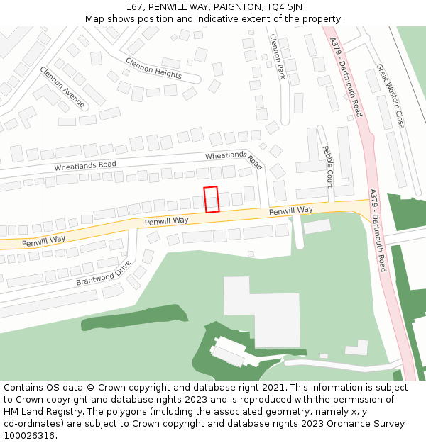 167, PENWILL WAY, PAIGNTON, TQ4 5JN: Location map and indicative extent of plot