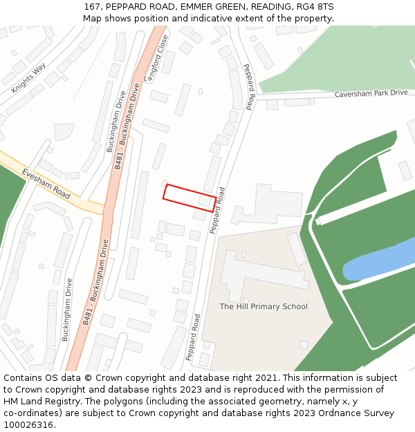 167, PEPPARD ROAD, EMMER GREEN, READING, RG4 8TS: Location map and indicative extent of plot