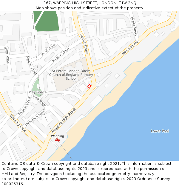 167, WAPPING HIGH STREET, LONDON, E1W 3NQ: Location map and indicative extent of plot