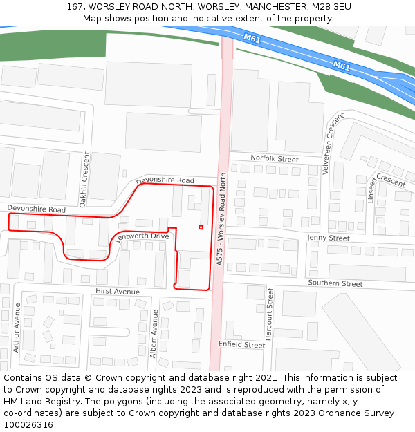 167, WORSLEY ROAD NORTH, WORSLEY, MANCHESTER, M28 3EU: Location map and indicative extent of plot