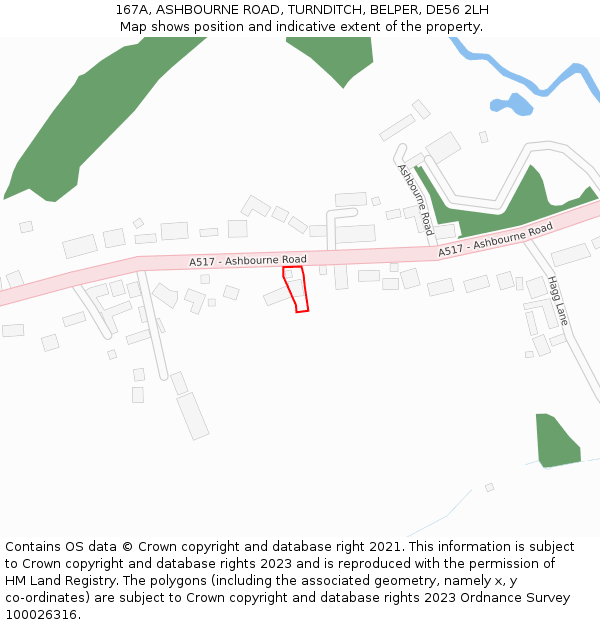 167A, ASHBOURNE ROAD, TURNDITCH, BELPER, DE56 2LH: Location map and indicative extent of plot