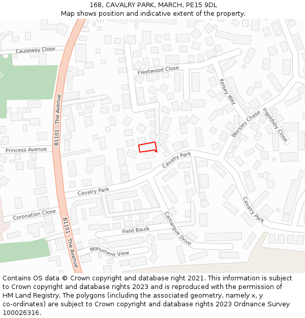 168, CAVALRY PARK, MARCH, PE15 9DL: Location map and indicative extent of plot