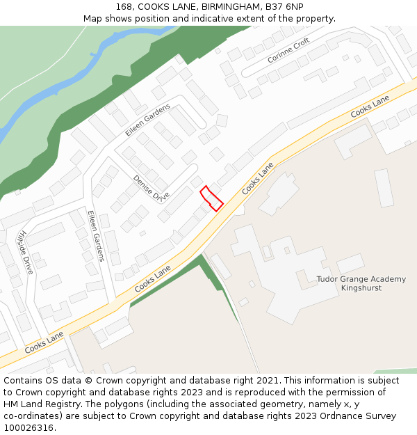 168, COOKS LANE, BIRMINGHAM, B37 6NP: Location map and indicative extent of plot