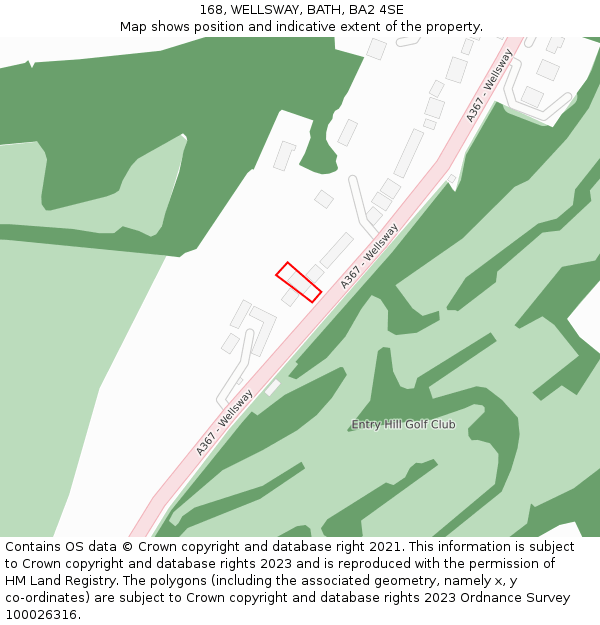 168, WELLSWAY, BATH, BA2 4SE: Location map and indicative extent of plot