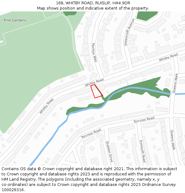 168, WHITBY ROAD, RUISLIP, HA4 9DR: Location map and indicative extent of plot