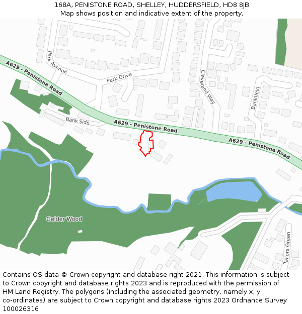 168A, PENISTONE ROAD, SHELLEY, HUDDERSFIELD, HD8 8JB: Location map and indicative extent of plot