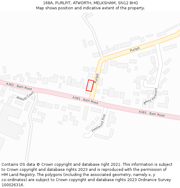 168A, PURLPIT, ATWORTH, MELKSHAM, SN12 8HG: Location map and indicative extent of plot