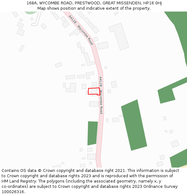 168A, WYCOMBE ROAD, PRESTWOOD, GREAT MISSENDEN, HP16 0HJ: Location map and indicative extent of plot