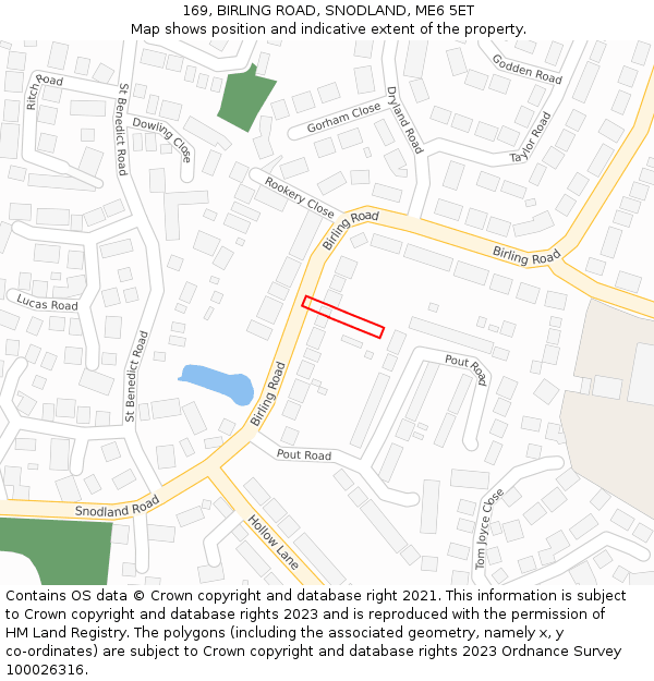 169, BIRLING ROAD, SNODLAND, ME6 5ET: Location map and indicative extent of plot