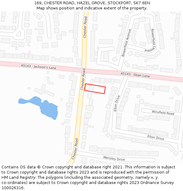 169, CHESTER ROAD, HAZEL GROVE, STOCKPORT, SK7 6EN: Location map and indicative extent of plot