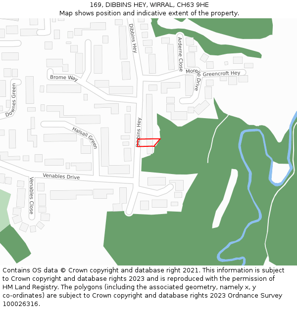 169, DIBBINS HEY, WIRRAL, CH63 9HE: Location map and indicative extent of plot