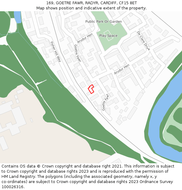 169, GOETRE FAWR, RADYR, CARDIFF, CF15 8ET: Location map and indicative extent of plot