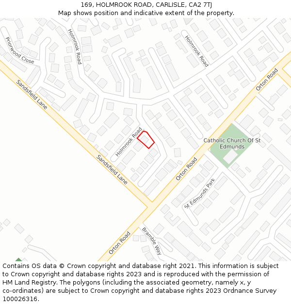 169, HOLMROOK ROAD, CARLISLE, CA2 7TJ: Location map and indicative extent of plot
