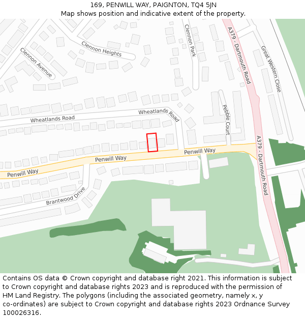 169, PENWILL WAY, PAIGNTON, TQ4 5JN: Location map and indicative extent of plot