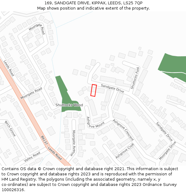 169, SANDGATE DRIVE, KIPPAX, LEEDS, LS25 7QP: Location map and indicative extent of plot