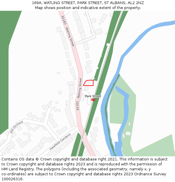 169A, WATLING STREET, PARK STREET, ST ALBANS, AL2 2NZ: Location map and indicative extent of plot