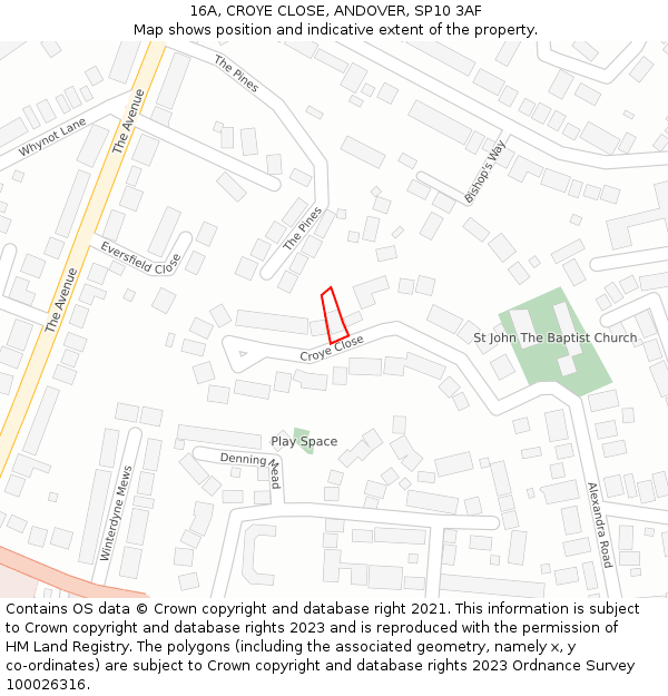 16A, CROYE CLOSE, ANDOVER, SP10 3AF: Location map and indicative extent of plot