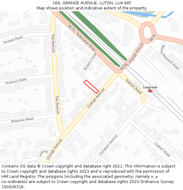 16A, GRANGE AVENUE, LUTON, LU4 9AT: Location map and indicative extent of plot