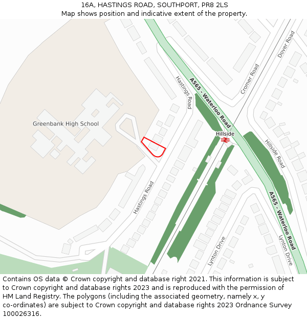 16A, HASTINGS ROAD, SOUTHPORT, PR8 2LS: Location map and indicative extent of plot