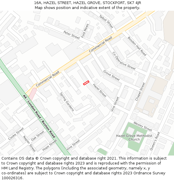 16A, HAZEL STREET, HAZEL GROVE, STOCKPORT, SK7 4JR: Location map and indicative extent of plot