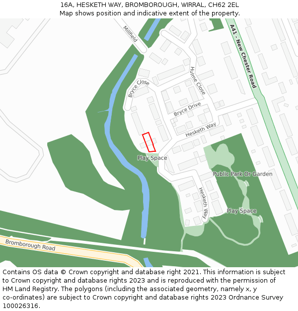 16A, HESKETH WAY, BROMBOROUGH, WIRRAL, CH62 2EL: Location map and indicative extent of plot