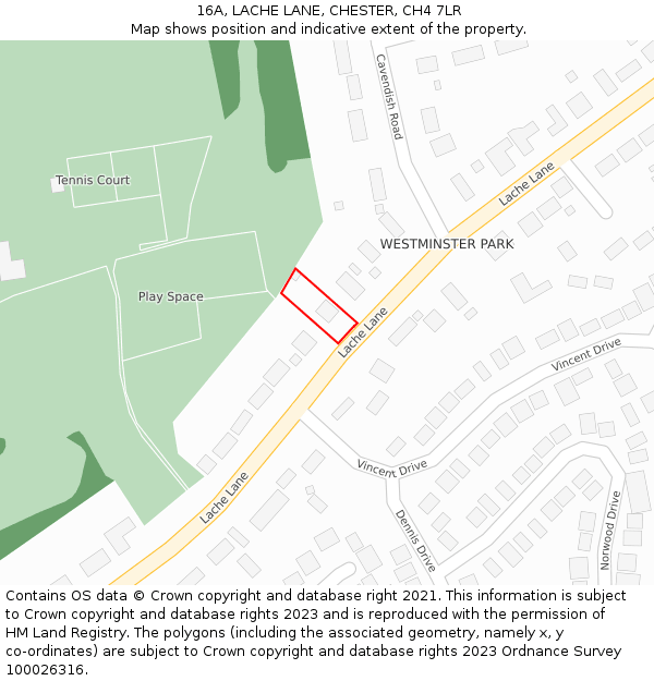 16A, LACHE LANE, CHESTER, CH4 7LR: Location map and indicative extent of plot