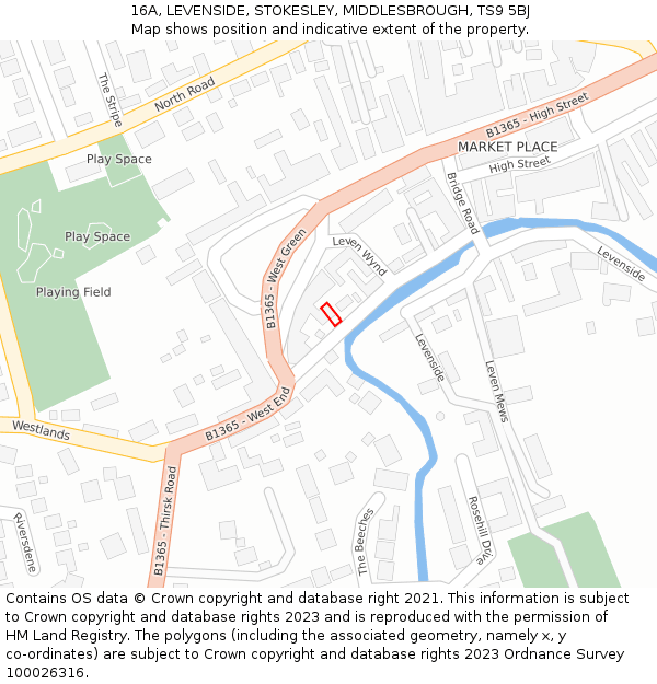 16A, LEVENSIDE, STOKESLEY, MIDDLESBROUGH, TS9 5BJ: Location map and indicative extent of plot