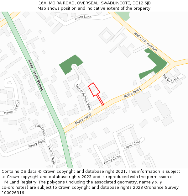 16A, MOIRA ROAD, OVERSEAL, SWADLINCOTE, DE12 6JB: Location map and indicative extent of plot