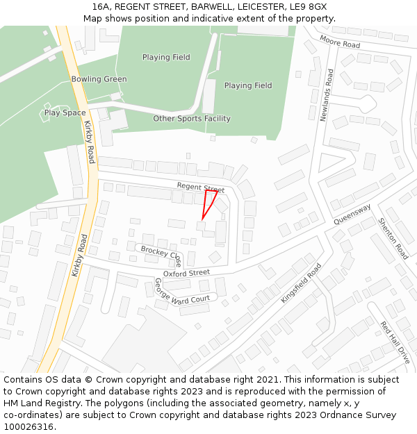 16A, REGENT STREET, BARWELL, LEICESTER, LE9 8GX: Location map and indicative extent of plot