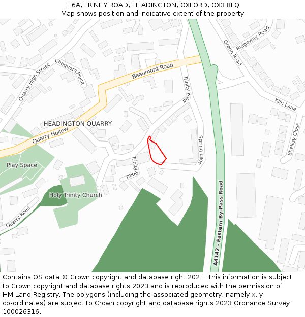 16A, TRINITY ROAD, HEADINGTON, OXFORD, OX3 8LQ: Location map and indicative extent of plot