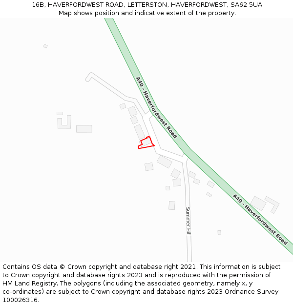 16B, HAVERFORDWEST ROAD, LETTERSTON, HAVERFORDWEST, SA62 5UA: Location map and indicative extent of plot