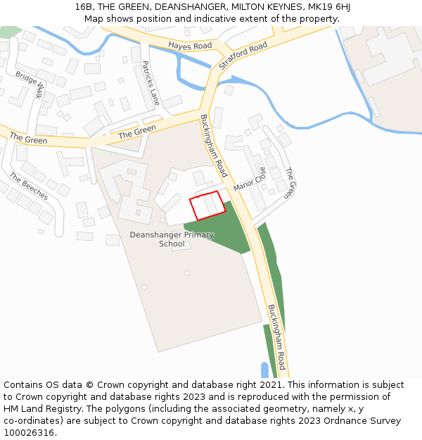16B, THE GREEN, DEANSHANGER, MILTON KEYNES, MK19 6HJ: Location map and indicative extent of plot