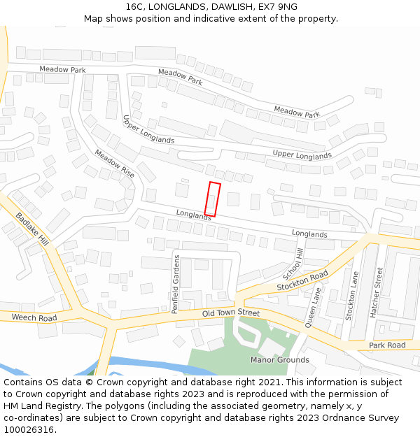 16C, LONGLANDS, DAWLISH, EX7 9NG: Location map and indicative extent of plot