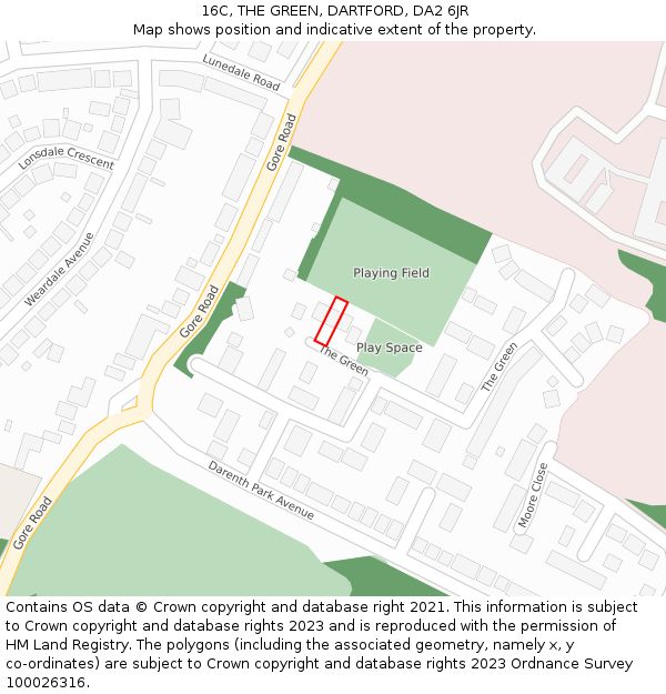 16C, THE GREEN, DARTFORD, DA2 6JR: Location map and indicative extent of plot