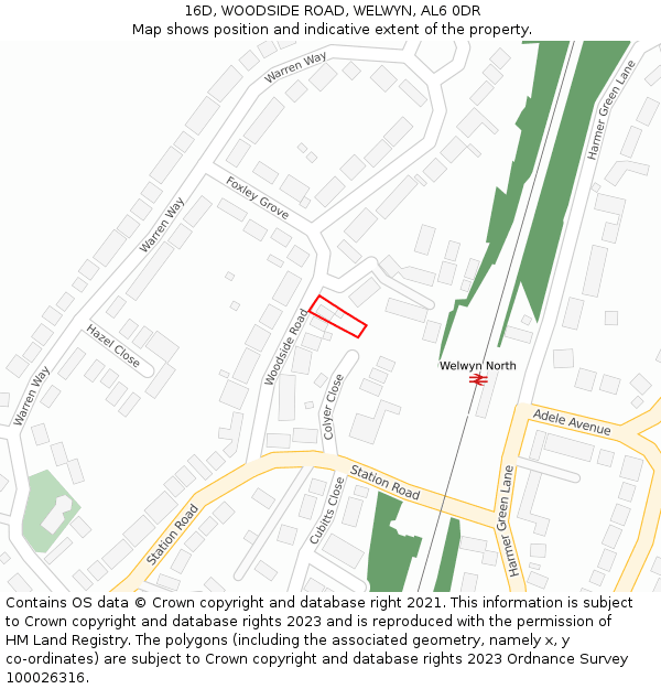 16D, WOODSIDE ROAD, WELWYN, AL6 0DR: Location map and indicative extent of plot