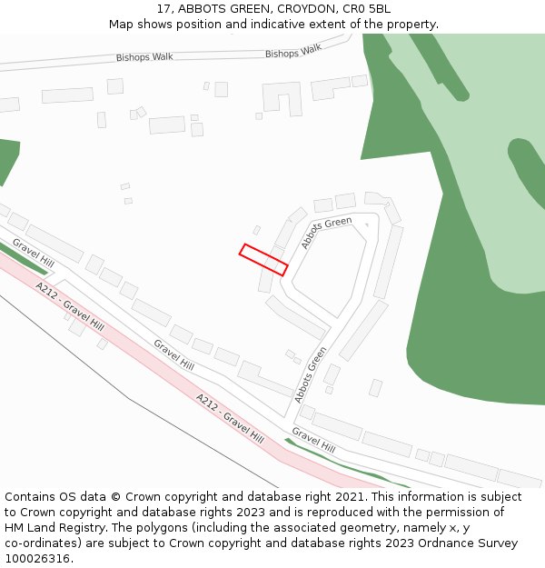 17, ABBOTS GREEN, CROYDON, CR0 5BL: Location map and indicative extent of plot