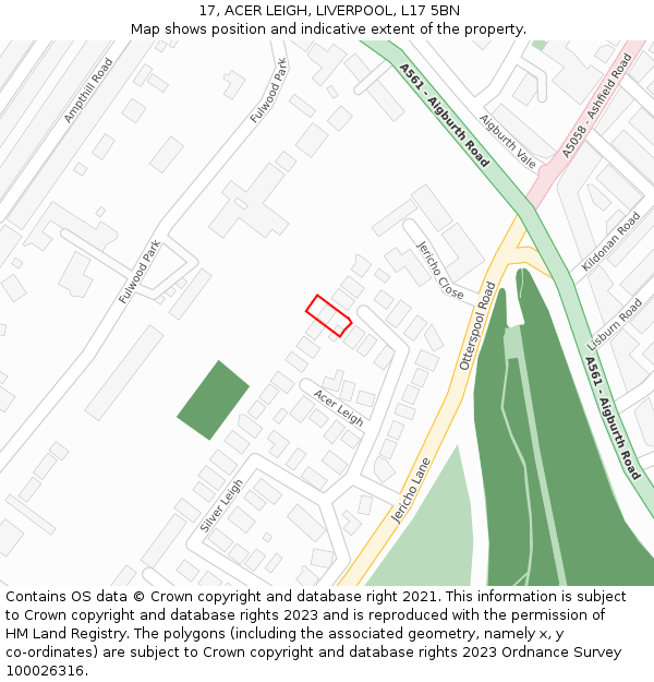 17, ACER LEIGH, LIVERPOOL, L17 5BN: Location map and indicative extent of plot